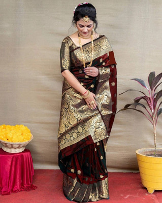 Aadvika Woven Kanjivaram Art Silk, Pure Silk Saree(Maroon)