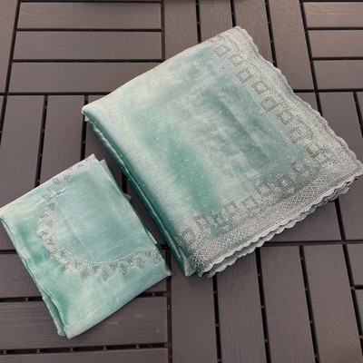 Jennyfab Embellished Bollywood Jimmy choo Saree(Light Blue)