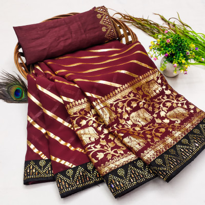 PRABHATRADING Self Design Kanjivaram Georgette Saree(Maroon)