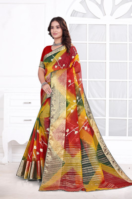 Aarunika IC Printed Bollywood Organza Saree(Multicolor)
