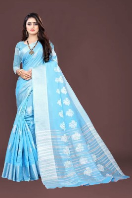 BALDHAFAB Self Design Banarasi Jacquard Saree(Light Blue)