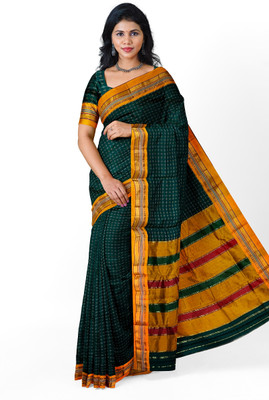 Samvita Woven Ilkal Cotton Blend Saree(Green)