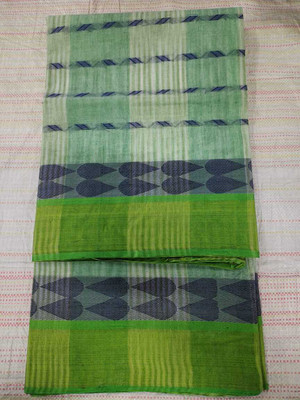 HARE KRISHNA ENTERPRISE Printed Tant Pure Cotton Saree(Light Green)