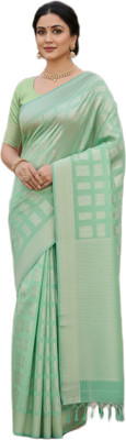 Raashreya Fashions Self Design Bollywood Tissue Saree(Green)