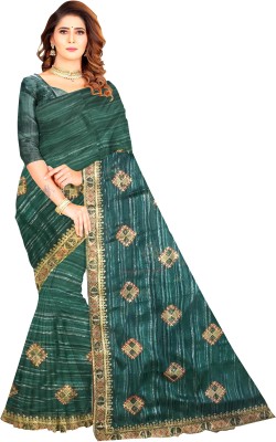 Abl Printed Banarasi Georgette Saree(Green)