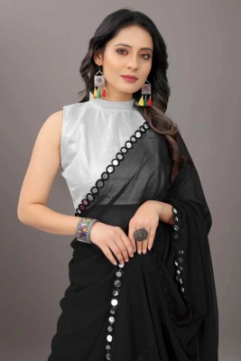 SARETRA MALL Embellished Bollywood Georgette Saree(Black)