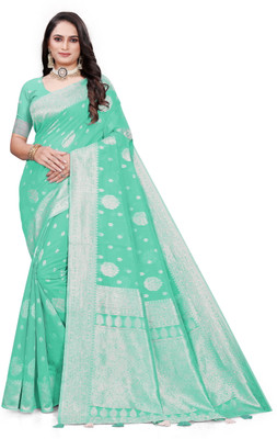 Shalik Woven Banarasi Cotton Silk Saree(Multicolor)