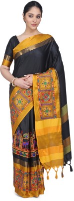 Arriva Fab Printed Bollywood Cotton Silk Saree(Black)