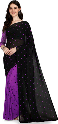 Moda Rapido Polka Print Daily Wear Georgette Saree(Purple, Black)