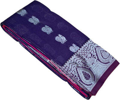 sri amman sarees Woven Banarasi Cotton Silk Saree(Purple)