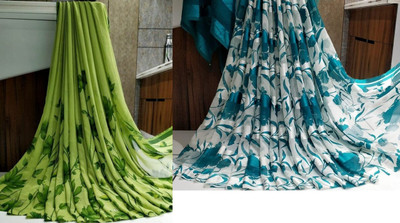 Sita Printed Bollywood Georgette Saree(Pack of 2, Green)