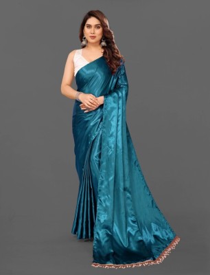 A To Z Cart Solid/Plain Bollywood Satin Saree(Multicolor)