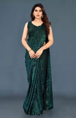 Readymart Embellished Bollywood Lycra Blend Saree(Green)