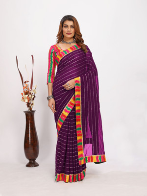 Sareez House Self Design Bollywood Georgette Saree(Purple)