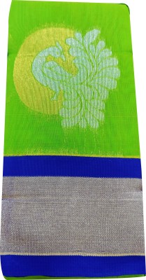 Uniqon Creations Printed Kota Doria Cotton Silk Saree(Light Green)