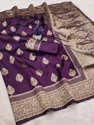 GATISHVAM TEXTILE Woven Banarasi Art Silk Saree(Purple)