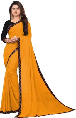 OKTAT Solid/Plain Bollywood Art Silk Saree(Black)