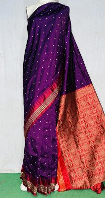 GNMR Self Design Sambalpuri Nylon Saree(Purple, Maroon)