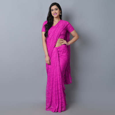 NG CREATION Self Design Bollywood Net Saree(Purple)