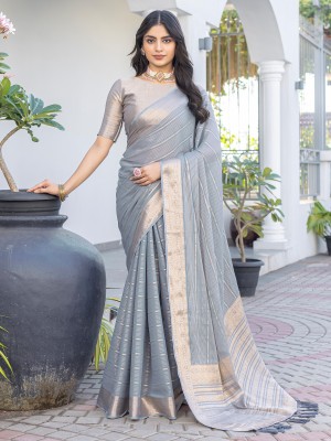 Sareemall Self Design Kanjivaram Georgette Saree(Grey)