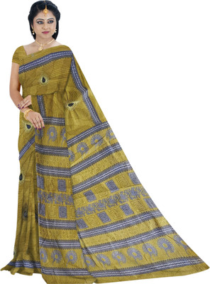 DORI DHAGA Printed Daily Wear Pure Cotton Saree(Green)