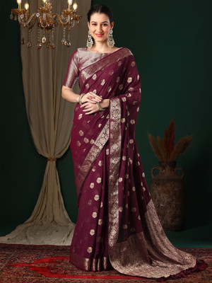 Divastri Woven Kanjivaram Georgette Saree(Magenta)