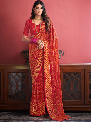 Anouk Rustic Printed Daily Wear Georgette Saree(Red)