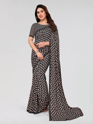 Moda Rapido Printed Bollywood Georgette Saree(Black)