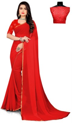 Sareez House Applique Bollywood Georgette Saree(Red)