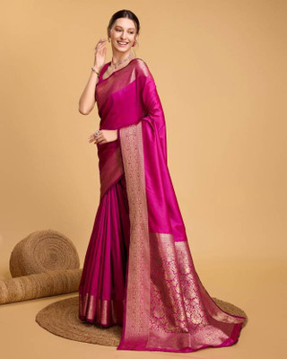 PARAMPARA CREATION Embellished Banarasi Pure Silk Saree(Pink)
