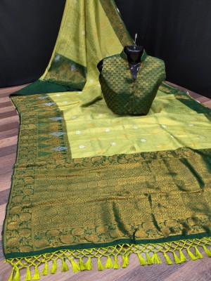 AA AAGIRI Woven Kanjivaram Jacquard Saree(Green)