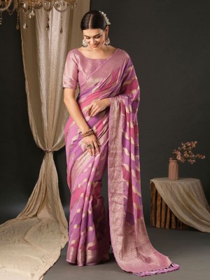 ANOUK Woven Banarasi Georgette Saree(Purple)