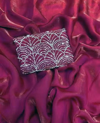 lizia Solid/Plain Bollywood Jimmy choo, Silk Blend Saree(Purple)