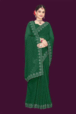Shiv Febric Dyed Banarasi Art Silk Saree(Green)