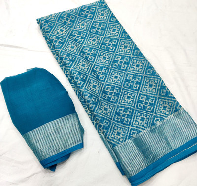 VD PRINTS Printed Bandhani Chiffon Saree(Light Blue)