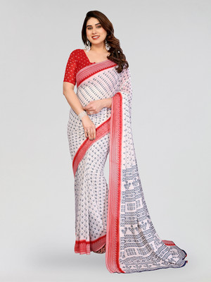 Moda Rapido Polka Print Daily Wear Georgette Saree(Red)