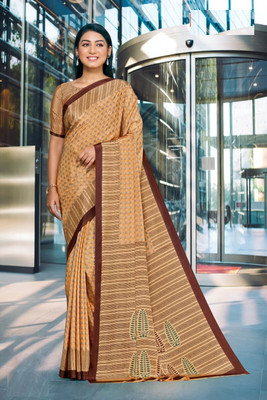 Panchvati NX Printed Bollywood Crepe Saree(Gold)