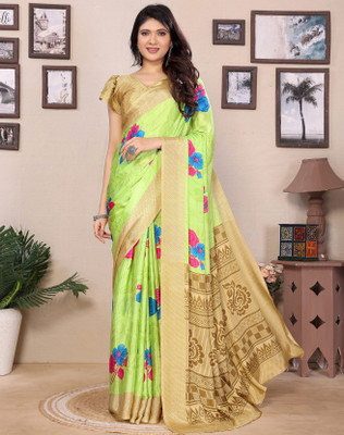 Divastri Printed Bollywood Tussar Silk Saree(Green)
