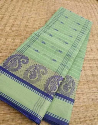 BiswasTextiles Self Design Tant Pure Cotton Saree(Light Green)