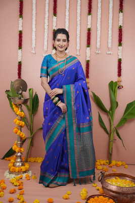 UDANI ENTERPRISE Self Design Bollywood Art Silk Saree(Blue)