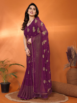 BHAGYAVATI DESIGNER Printed Bollywood Georgette Saree(Purple)