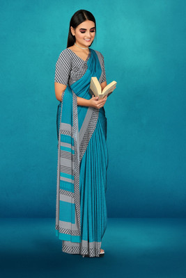 Sniccs Trend Solid/Plain, Striped, Woven Bollywood Pure Silk Saree(Blue)