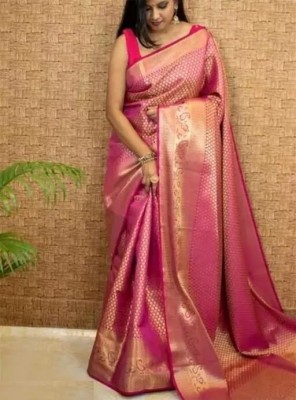 Aadvika Woven Kanjivaram Jacquard Saree(Pink)