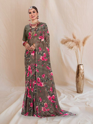 sagarika Printed Bollywood Georgette Saree(Grey)