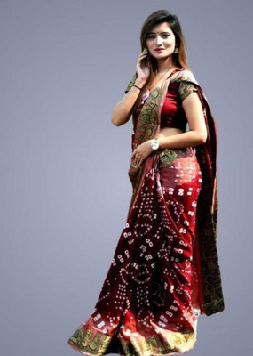 M.B.ENTERPRISE Printed Bandhani Art Silk Saree(Pink)