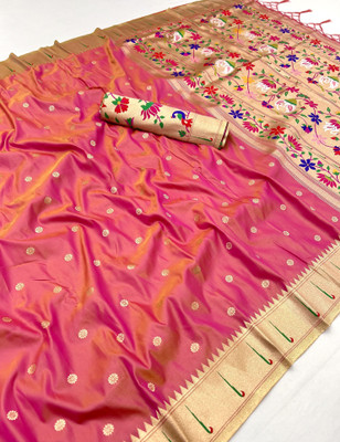 Spetila Printed Banarasi Jacquard, Pure Silk Saree(Pink)