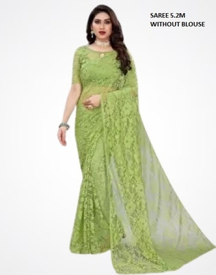 Suali Embroidered Bollywood Net Saree(Light Green)