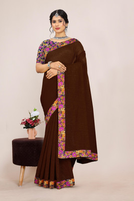 manish Solid/Plain Bollywood Silk Blend, Art Silk Saree(Pink)