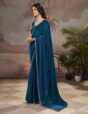 PRTRENDZ Woven Kanjivaram Chiffon Saree(Light Blue)