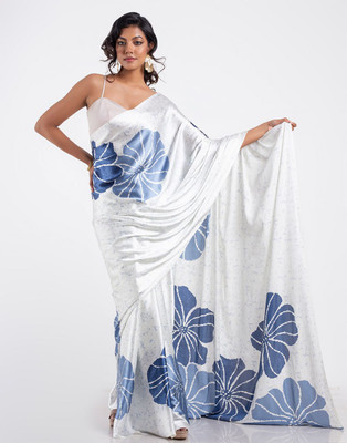 STAVA CREATION Printed Bollywood Pure Silk Saree(Blue)